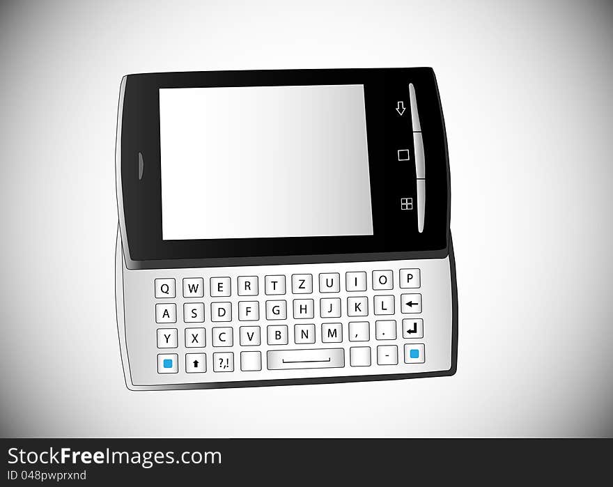 Illustration of mobile phone on white background.