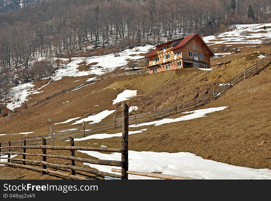 Travel on the mountain cottage in autumn winter time in Rucar Bran valley in Transylvania land of Romania. Travel on the mountain cottage in autumn winter time in Rucar Bran valley in Transylvania land of Romania