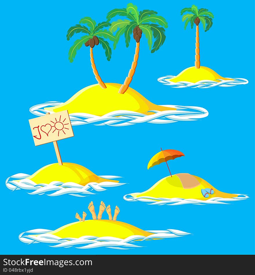 Rest on the sea. Summer journey. Vector illustration.