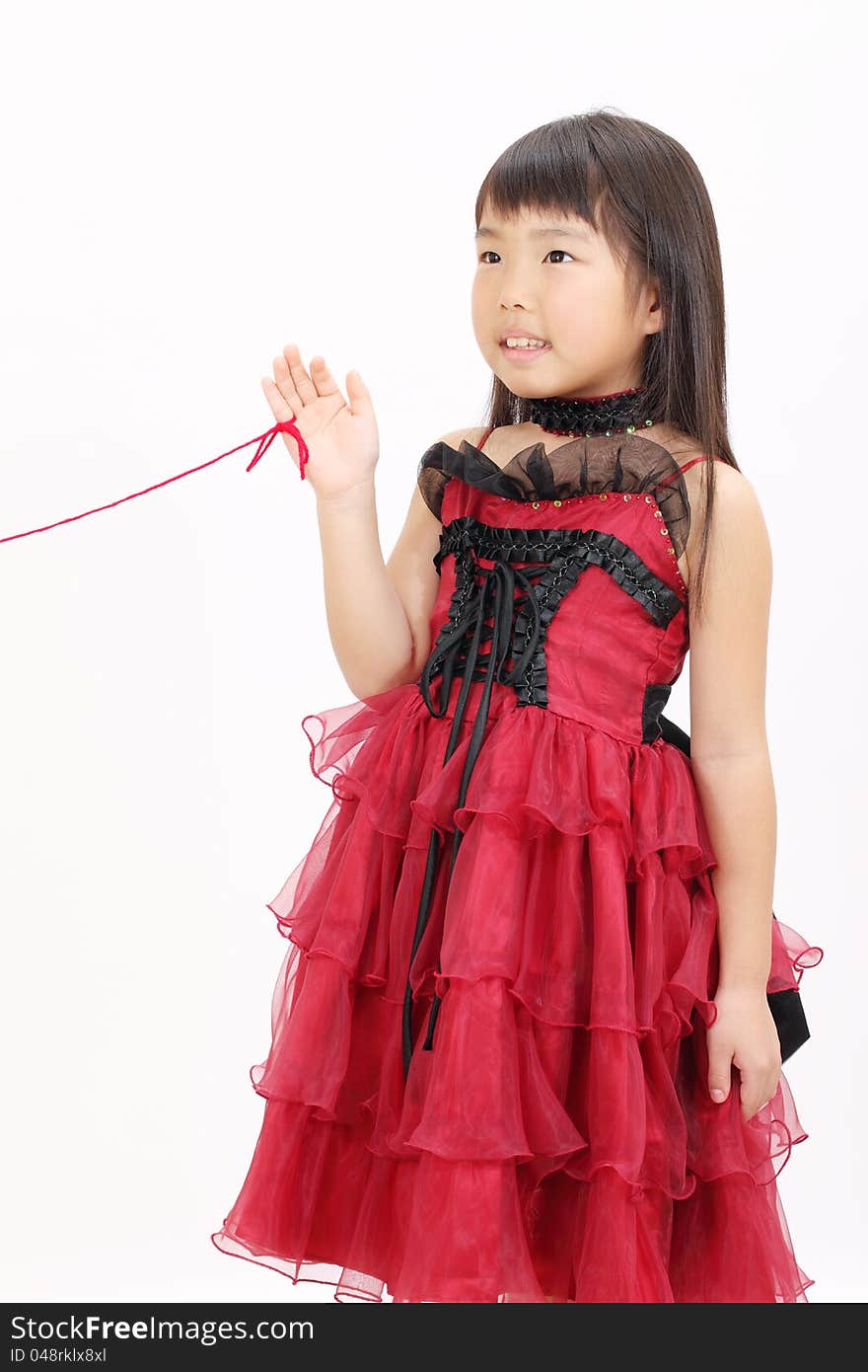 Little Asian Girl Wearing Dress