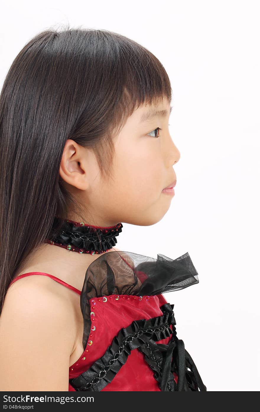 Little asian girl wearing dress