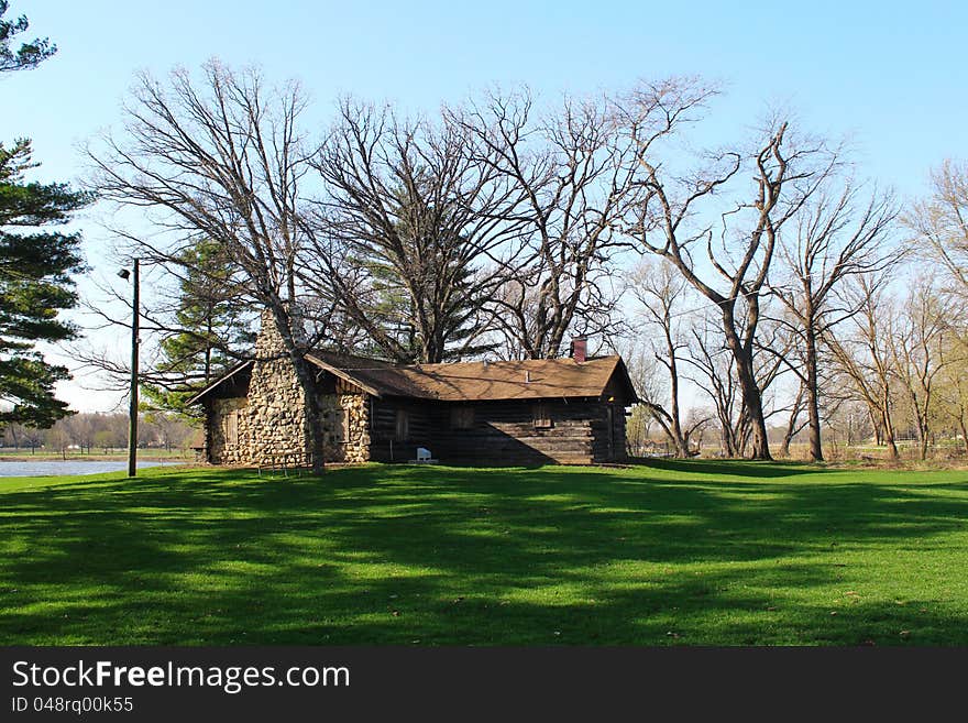 Field landscape and house