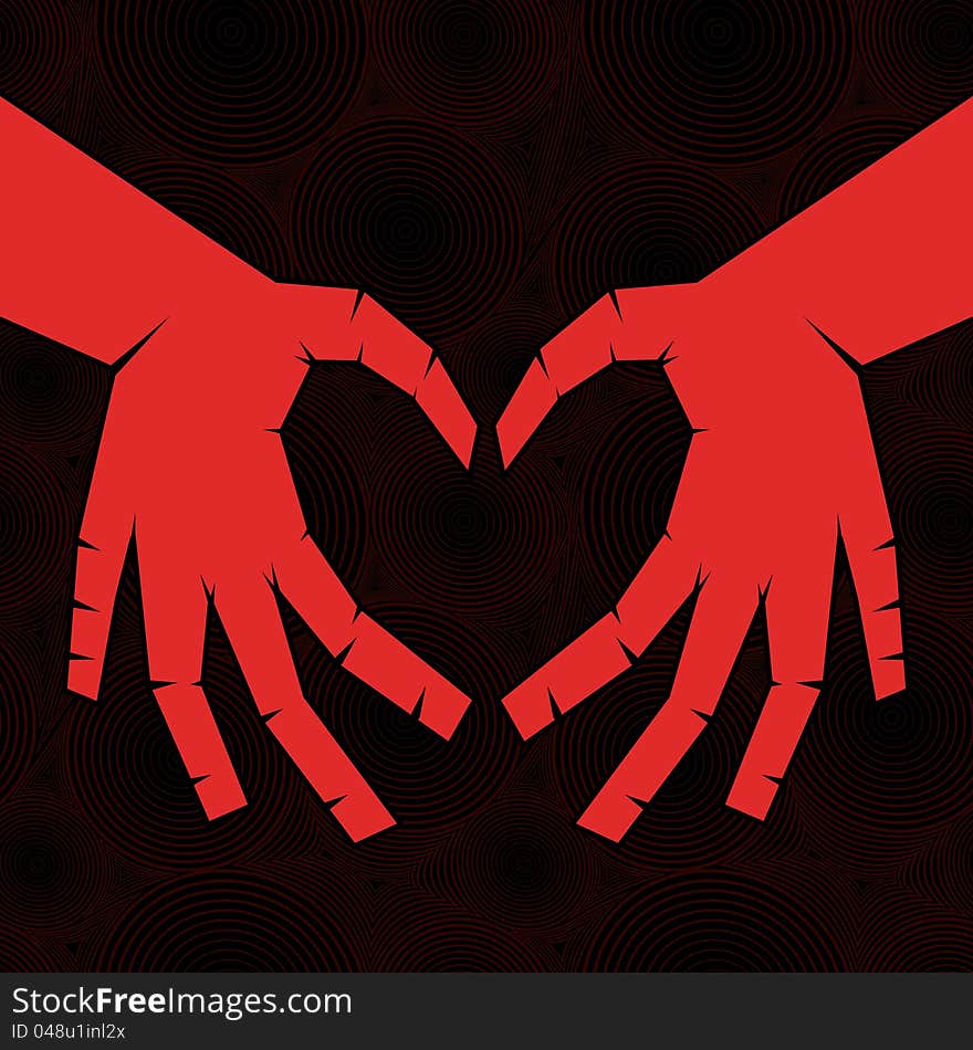 Hand Like Heart On Seamless Background.