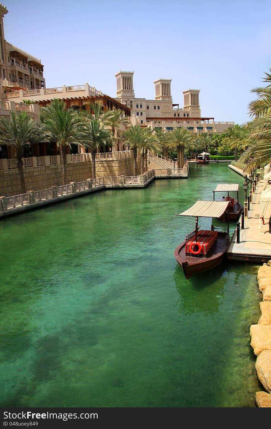 Artificial Channel in Dubai with boats. Artificial Channel in Dubai with boats.