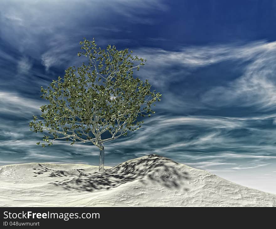 3d image of landscape with a tree. 3d image of landscape with a tree