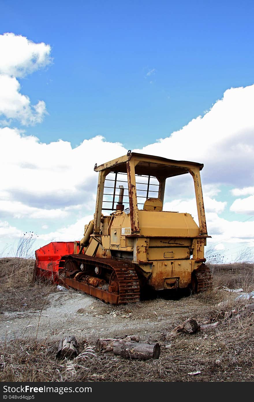 Image of an old rusty bulldozer. Image of an old rusty bulldozer