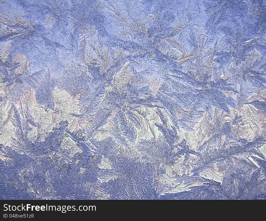 Frosty natural pattern on winter window, texture. Frosty natural pattern on winter window, texture.