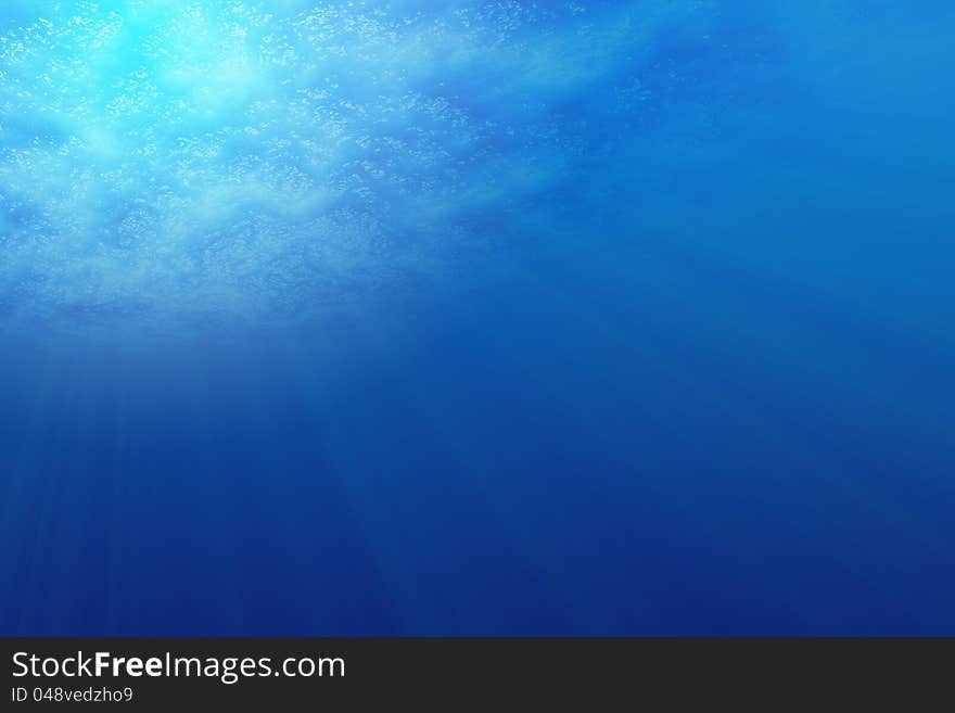 Illustration of Underwater Scene with sun rays