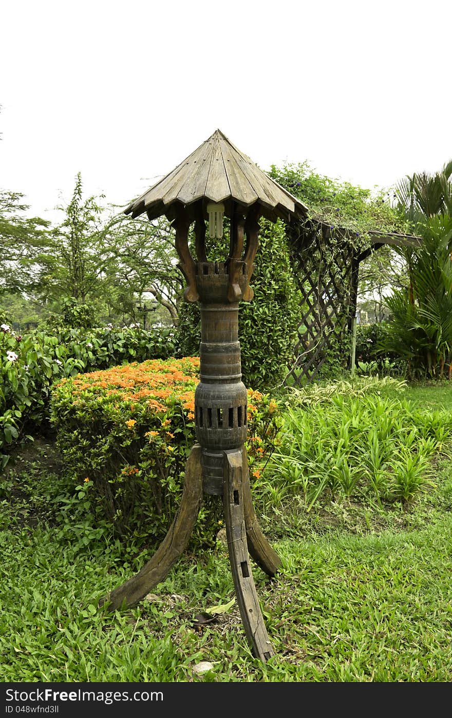 Wood lamp in natural park