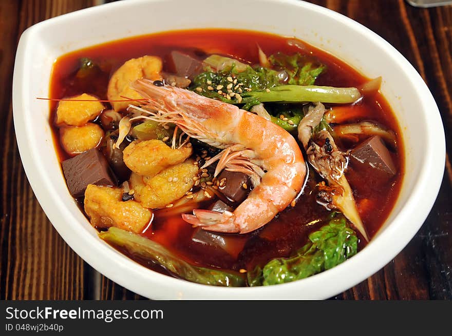 Chinese seafood pepper noodles ,taken in the Chinese restaurant. Chinese seafood pepper noodles ,taken in the Chinese restaurant