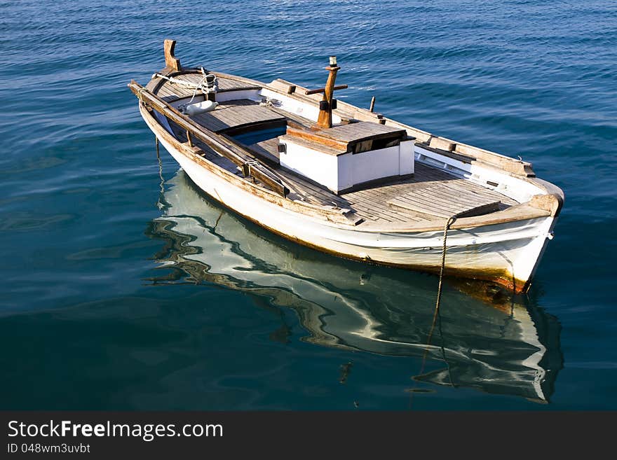 A wooden old fishing boat