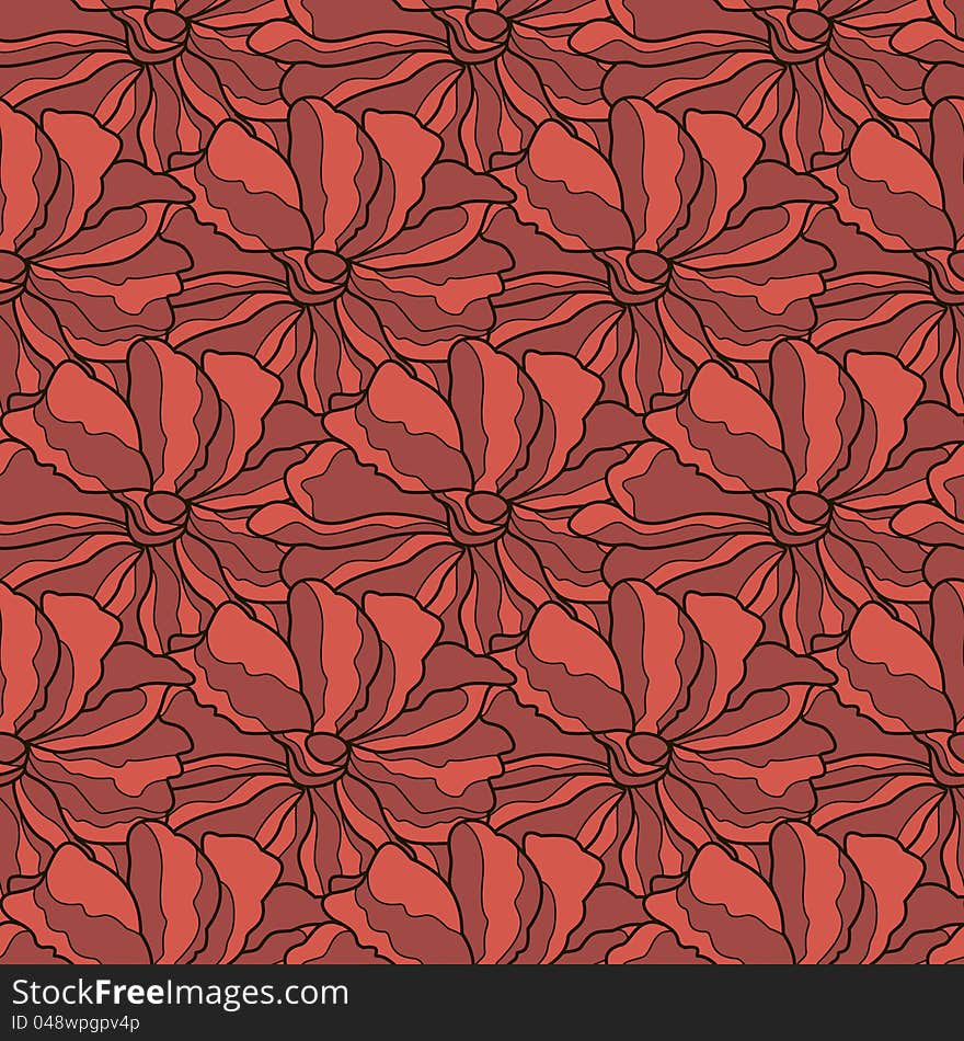 Abstract seamless background with red flowers. Abstract seamless background with red flowers