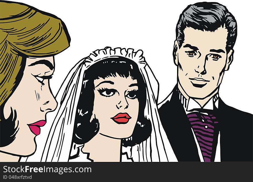 Illustration of a pair of lovers drawn in comic style