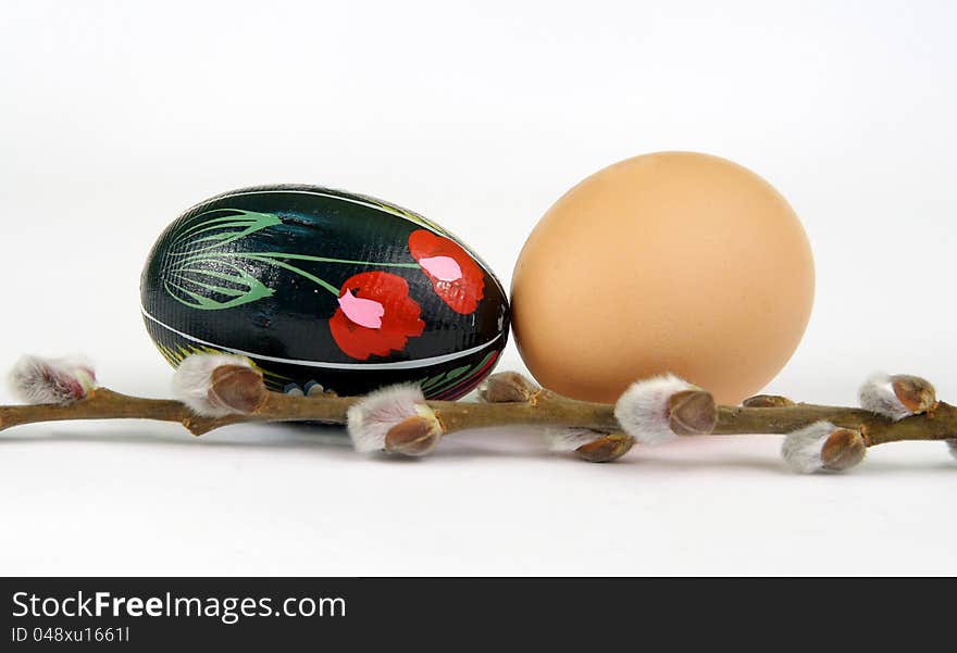 Easter eggs with easter decorations