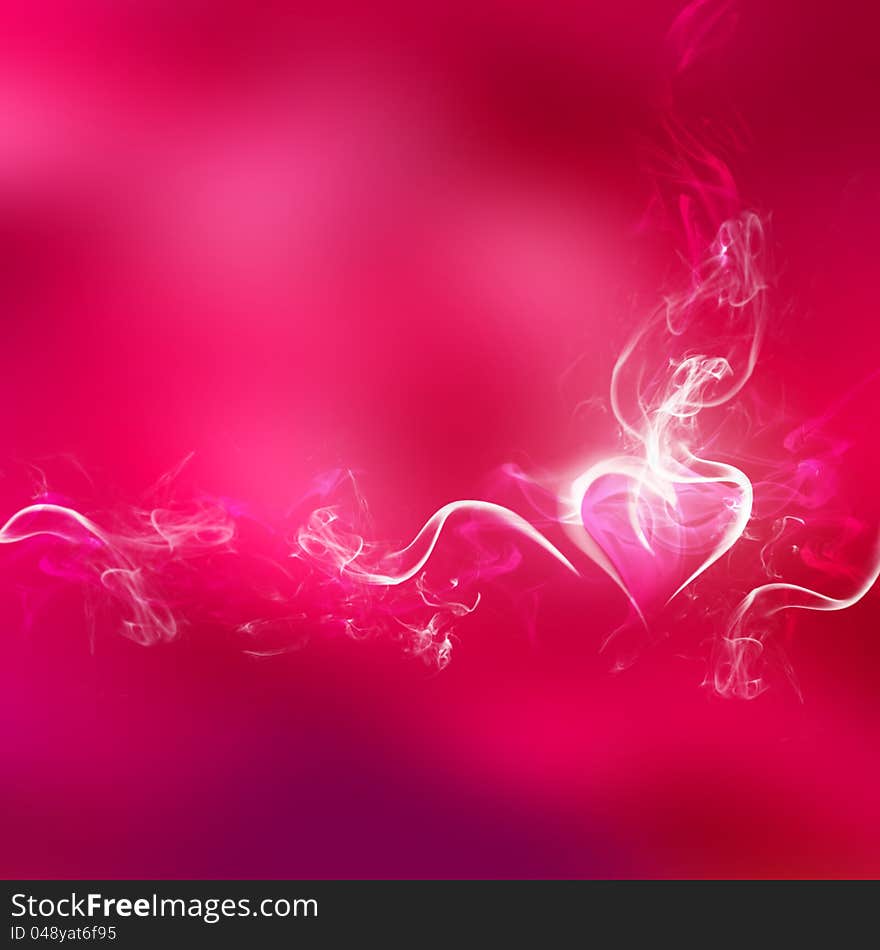 Fleeting heart on red background