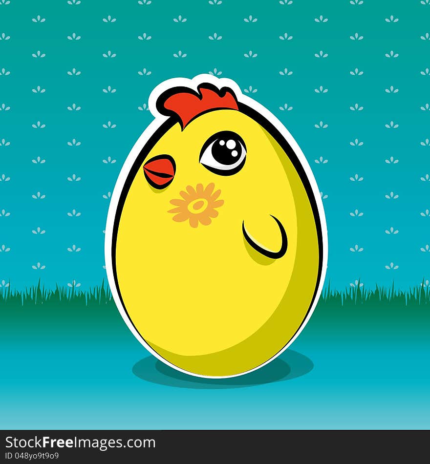 Funny easter chick, but is also yellow egg