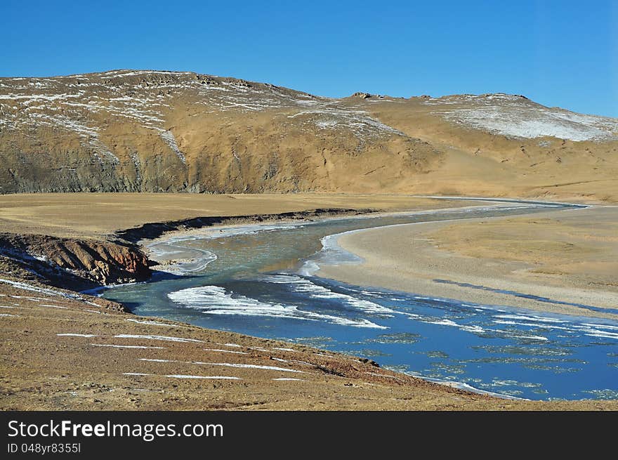 Qinghai-Tibet Plateau rivers meandering flow of the roof of the world the photo was shot from a moving train.