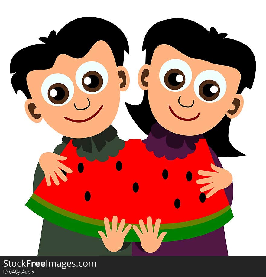 Kids with watermelon