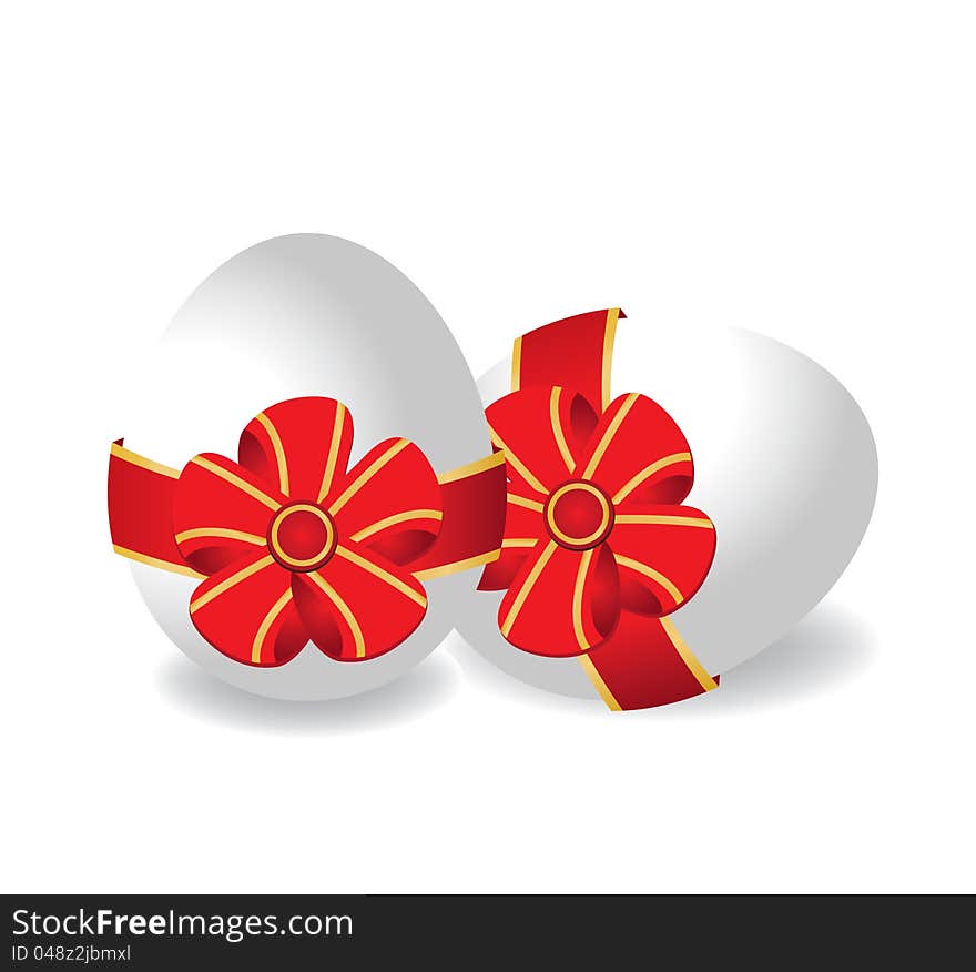 Easter egg with red ribbons. Easter egg with red ribbons