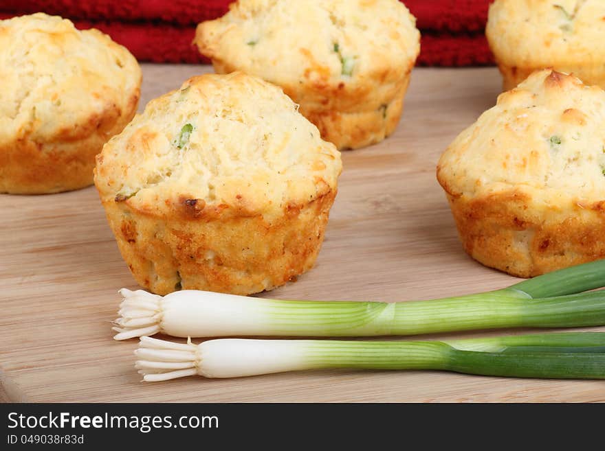 Green onion ingredient for homemade muffins. Green onion ingredient for homemade muffins