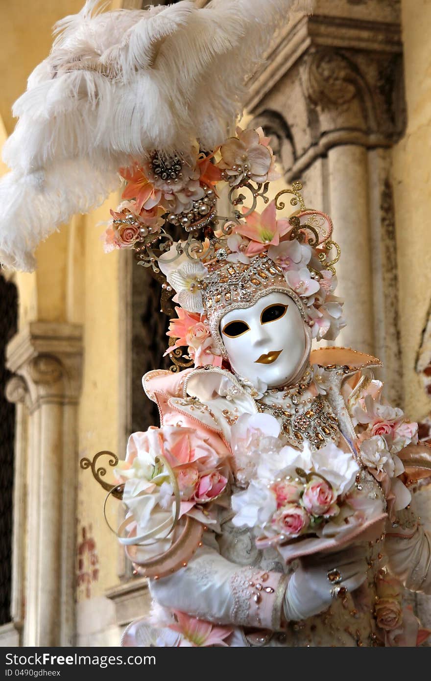 A detail of a carnival mask