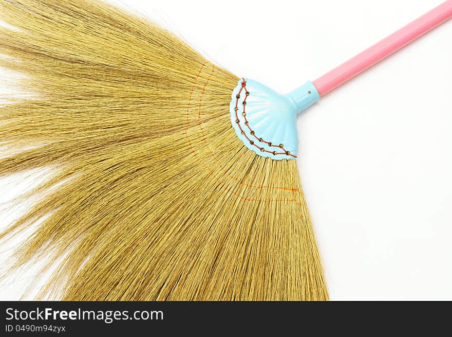 Broom used in combination with a dustpan. Broom used in combination with a dustpan