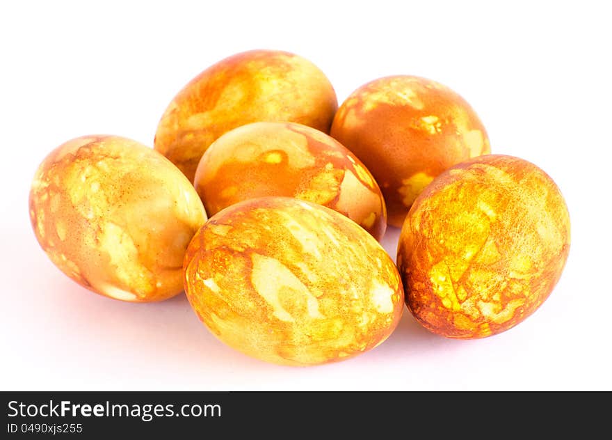 Half dozen of golden marbled Easter eggs