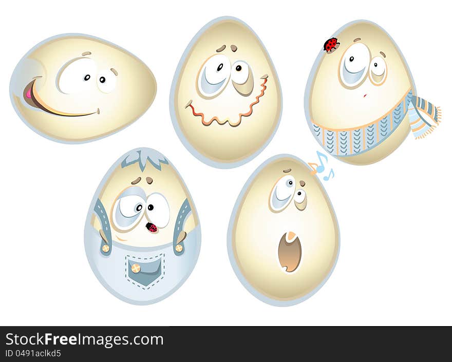 Set of Funny Easter Eggs. Set of Funny Easter Eggs