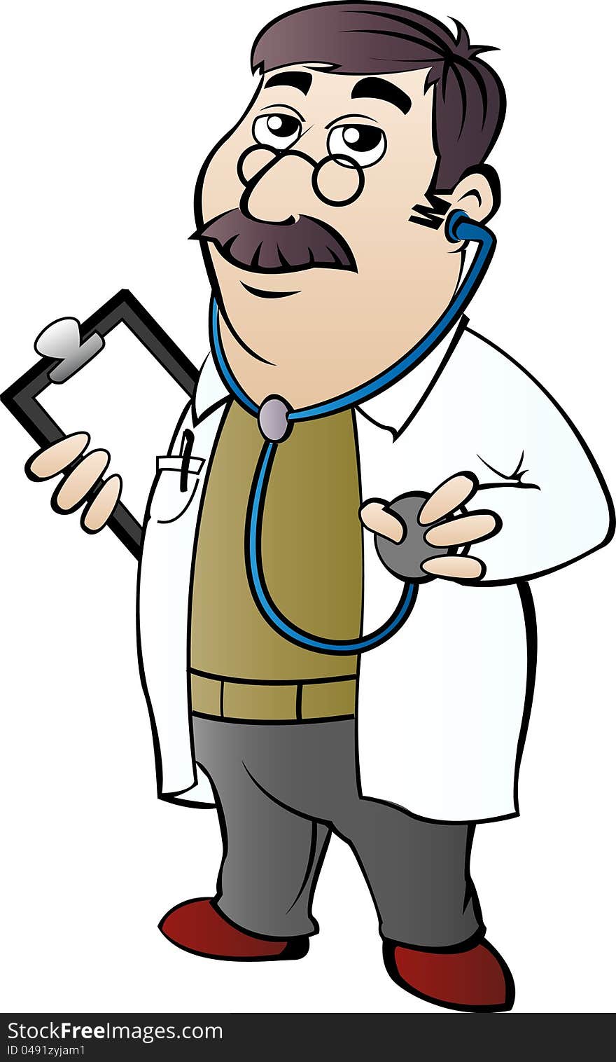 Doctor with stethoscope in cartoon style. Doctor with stethoscope in cartoon style