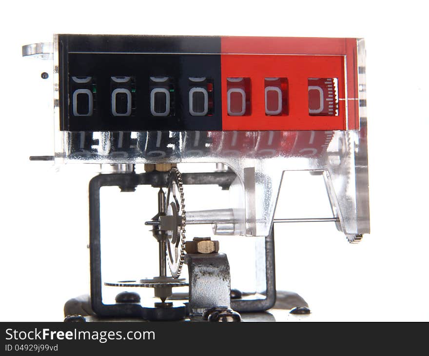 The Mechanism Of A Mechanical Counter With Gears.