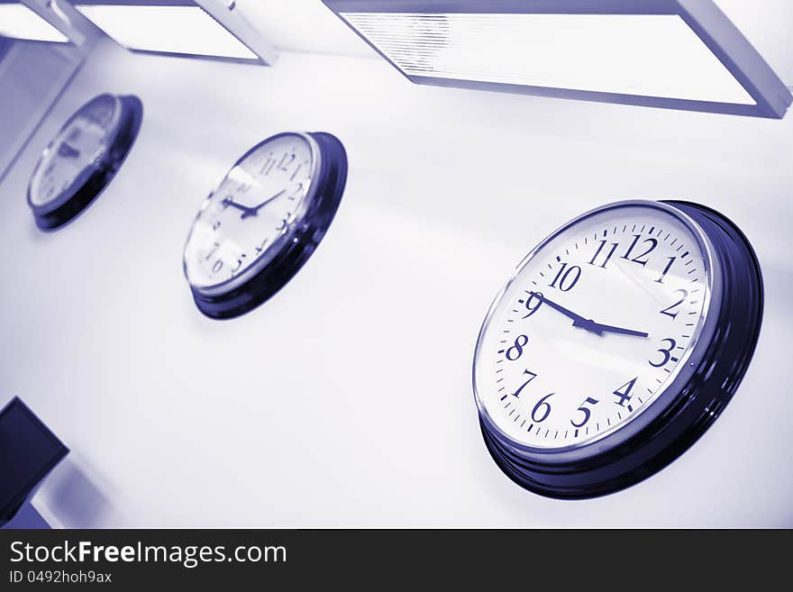 Wall clocks in office