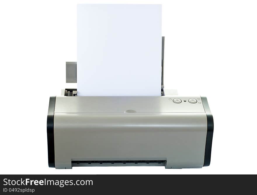 Printer on Isolated White Background