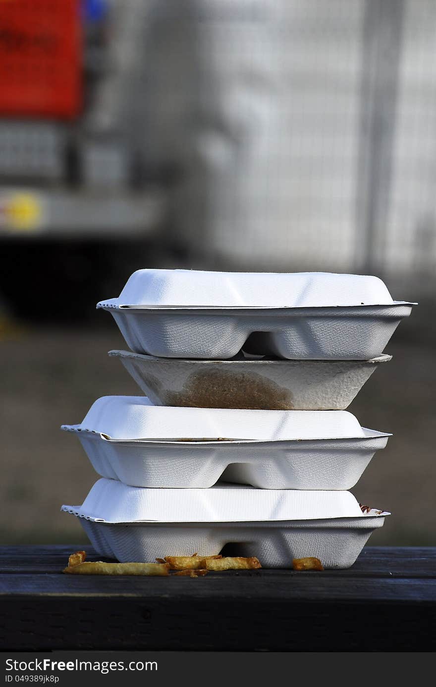 Stack Of Styrofoam Boxes