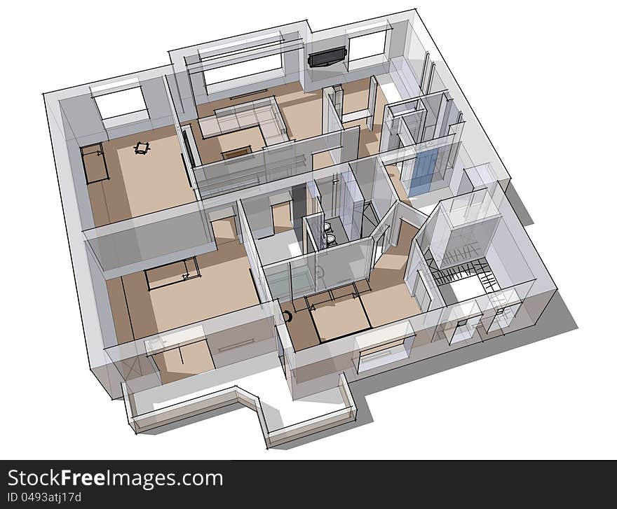 3d Apartment Sketch