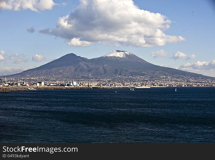 Vesuvius volcano with snow, Naples, Italy. Vesuvius volcano with snow, Naples, Italy