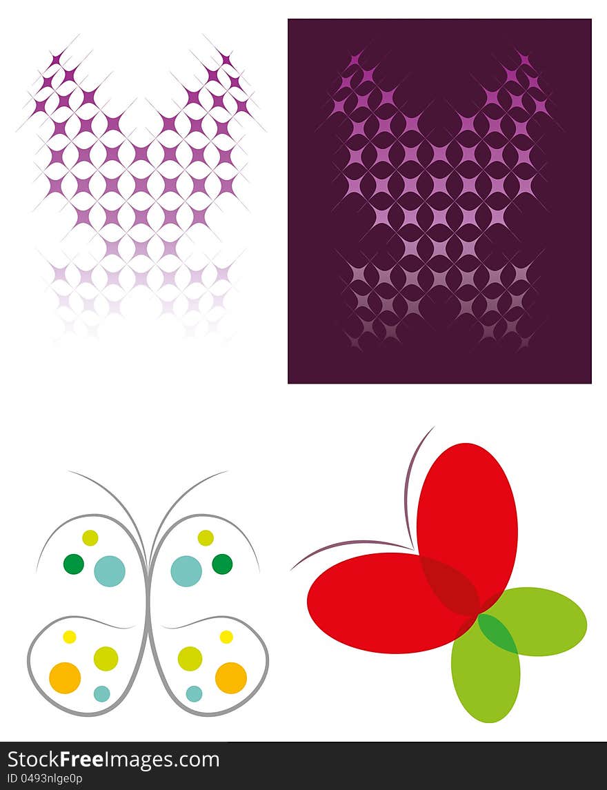 Stylized vector drawings of butterflies. Stylized vector drawings of butterflies.