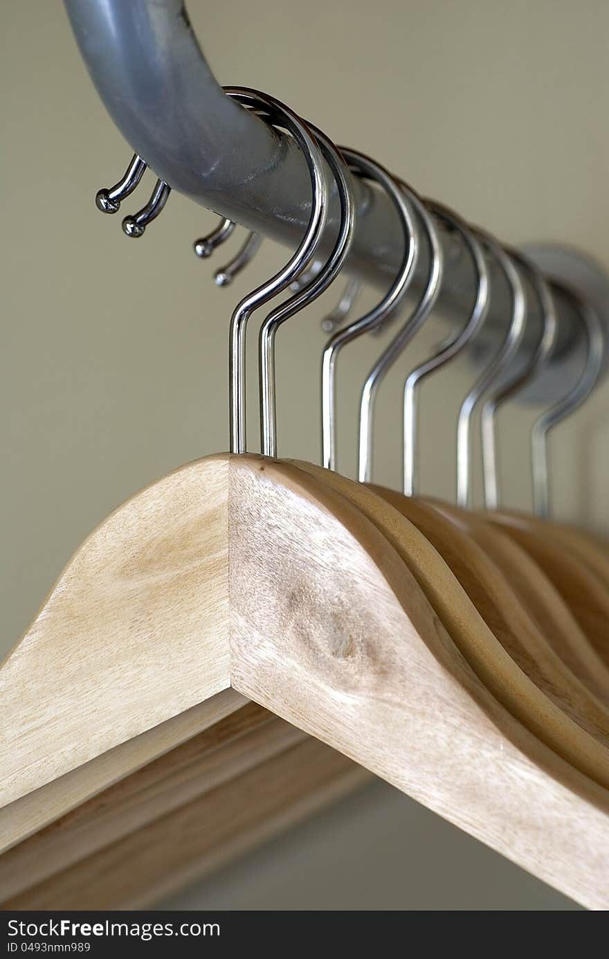 Close-up of a set of hangers, shallow depth of field