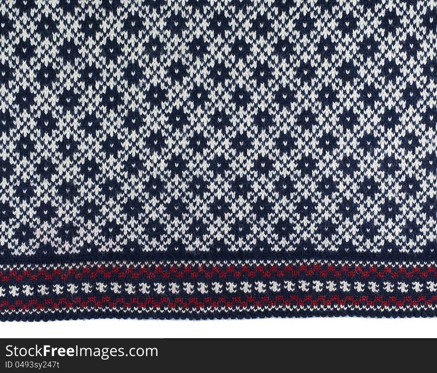 Scandinavian wool sweater pattern in white isolated background. Scandinavian wool sweater pattern in white isolated background