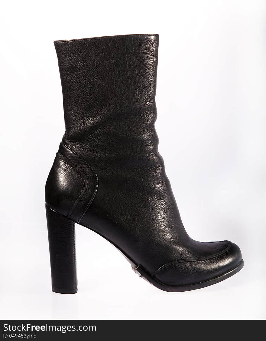 Footgear - Black Trendy Ankle Boot  Isolated