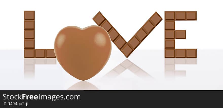 Word Love made out of chocolate. Word Love made out of chocolate