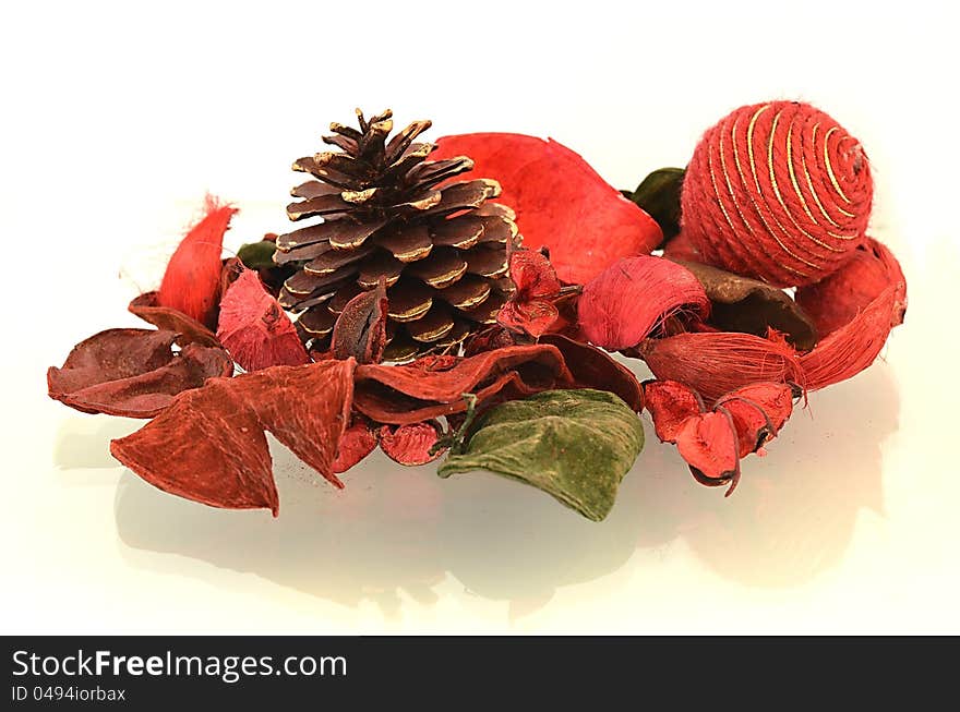 Decorative red potpourri with cone. Decorative red potpourri with cone