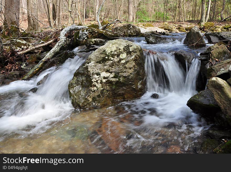 Small cascade of water on South Mountain in Maryland. Small cascade of water on South Mountain in Maryland