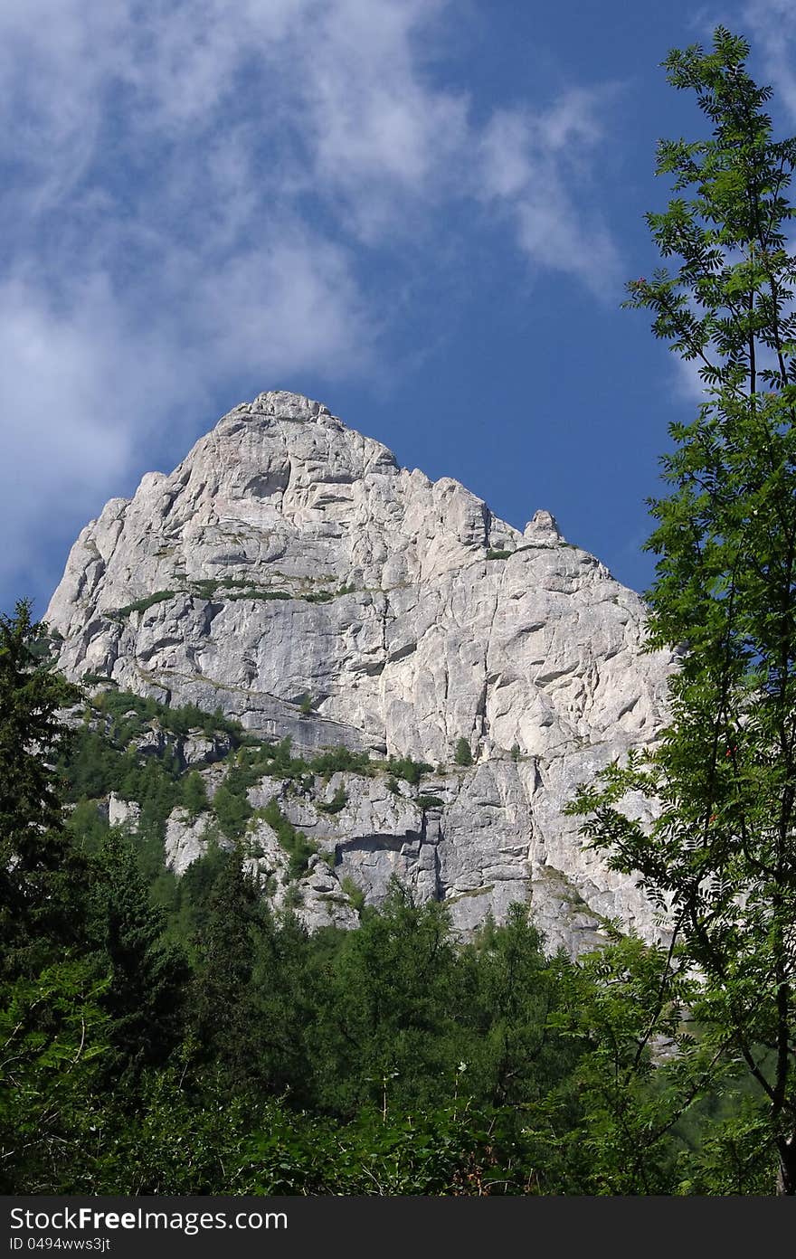 Eagles wall Rocky tower in Bucegi Mountains (Carpathian ridge in Romania)