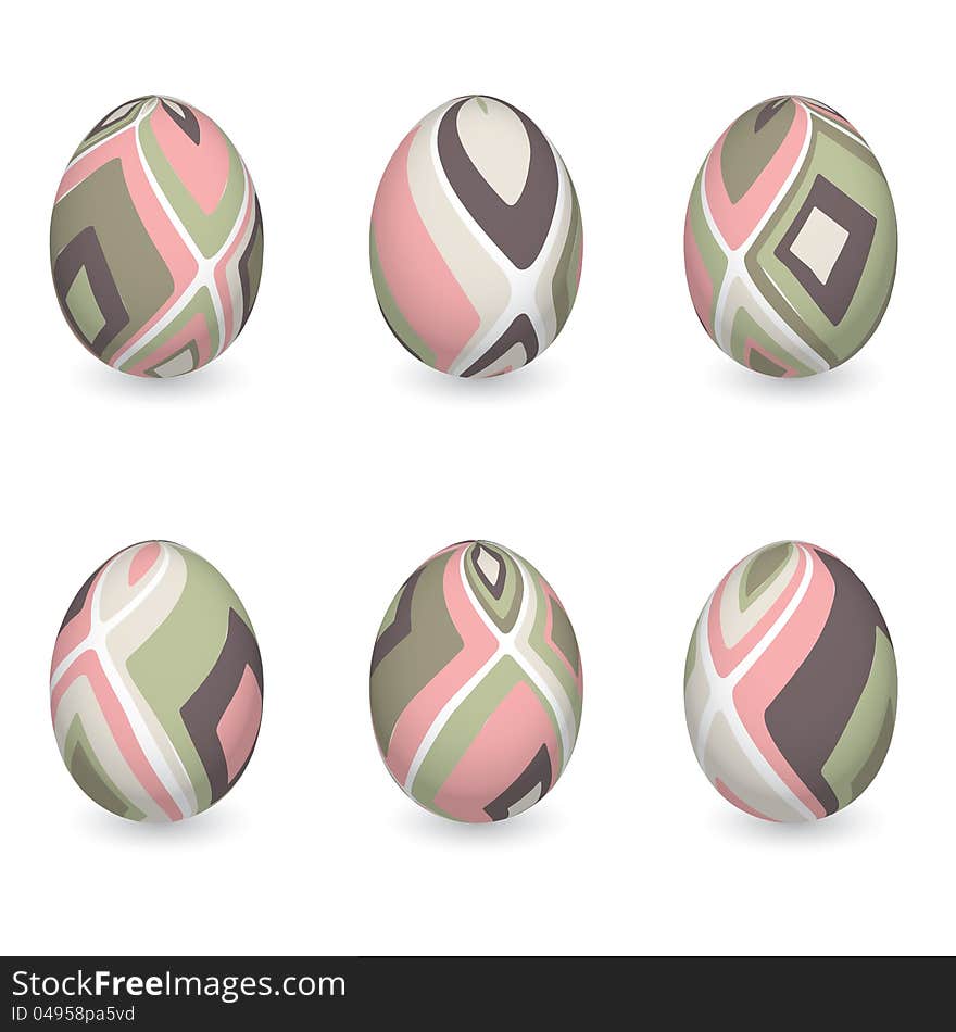 Set Of Colorful Easter Eggs