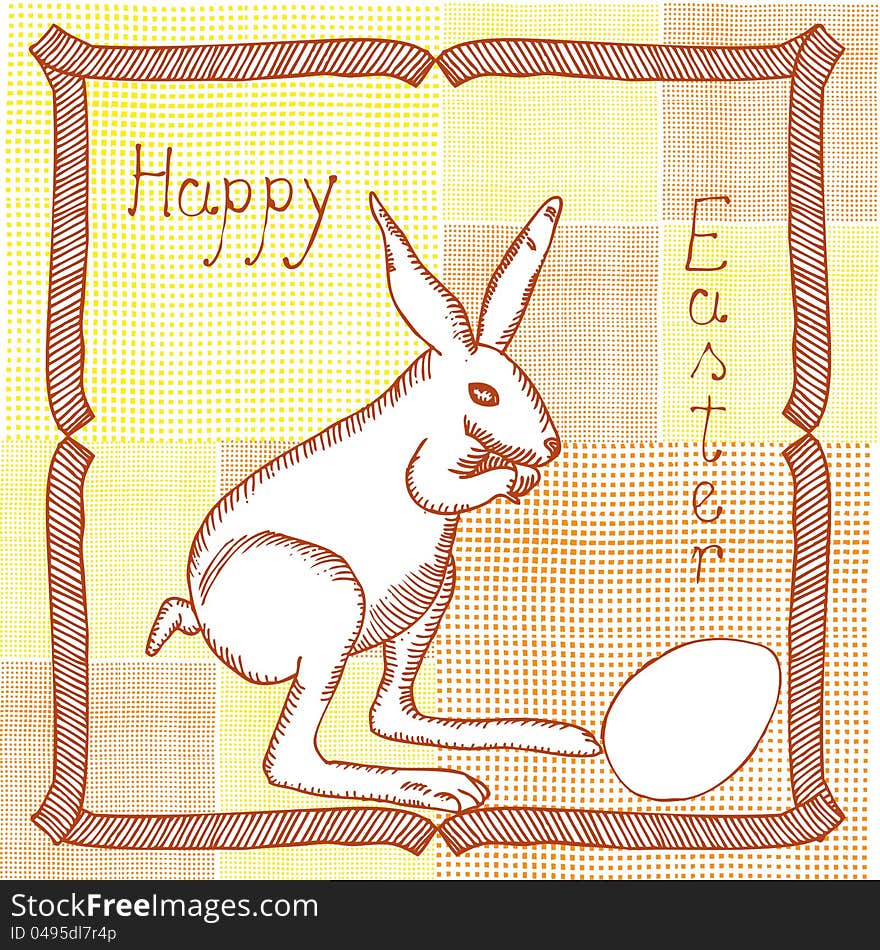 Original Drawing Of Easter Bunny With Egg