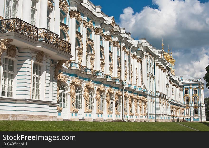 The Catherine Palace, located in the town of Tsarskoye Selo (Pushkin), St. Petersburg, Russia. The Catherine Palace, located in the town of Tsarskoye Selo (Pushkin), St. Petersburg, Russia