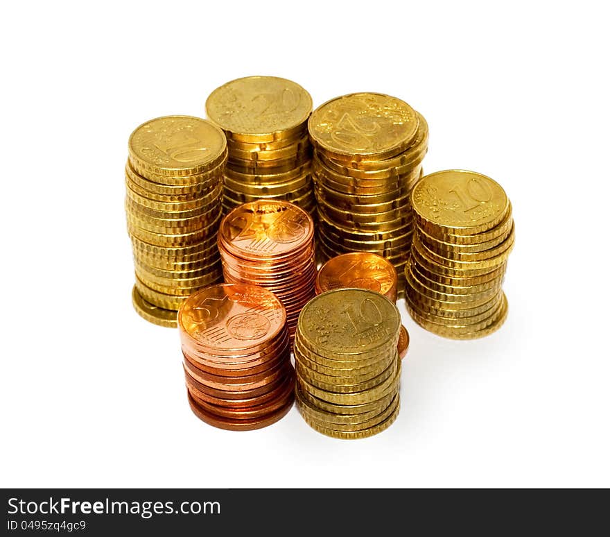 Gold coin stack isolated on white background. Gold coin stack isolated on white background.