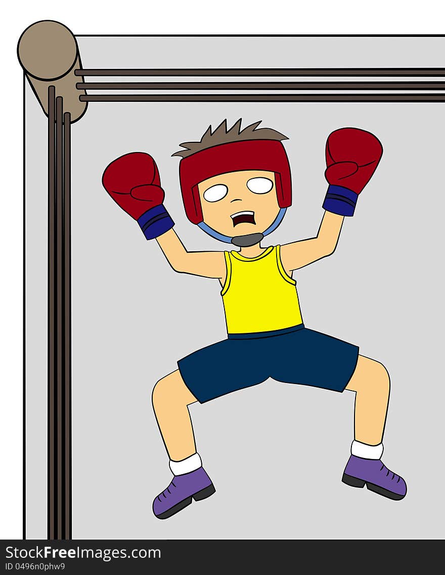 Funny illustration of a cartoon boxer knocked out from a fight. Funny illustration of a cartoon boxer knocked out from a fight