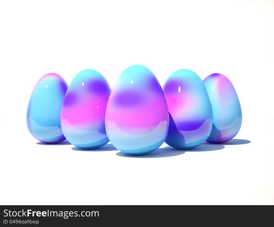 Eggs on a white background and the center of an Easter egg