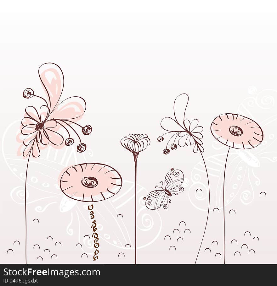 Flowers fantasy. Cute background  for your text.